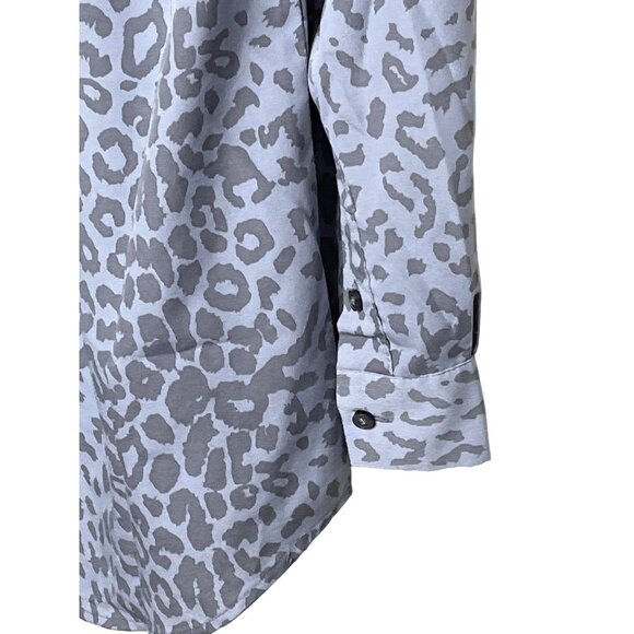 Cynthia Steffe Gray Animal Print V Neck Long Sleeve Blouse Top Small - Picture 6 of 8